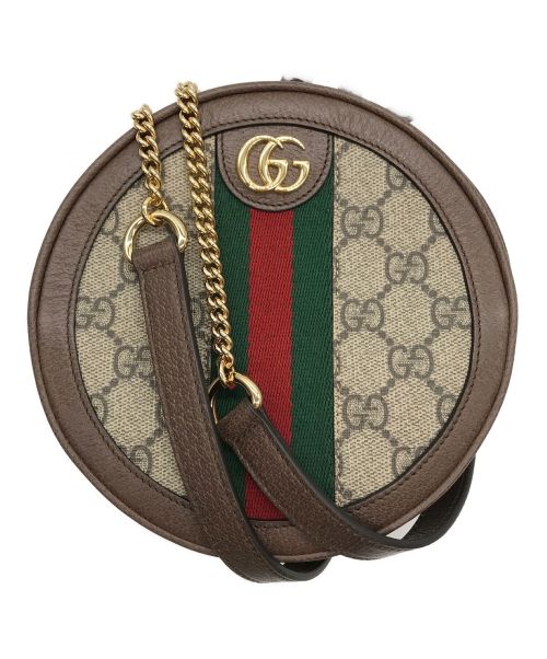 GUCCI（グッチ）GUCCI (グッチ) GG ミニ ラウンド ショルダーバッグ リュック ブラウンの古着・服飾アイテム