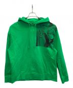 FRED PERRY×RAF SIMONSフレッドペリー×ラフシモンズ）の古着「RAF SIMONS PRINTED HOODED SWEAT ラフシモンズプリントフーデッドスウェット パーカー」｜グリーン