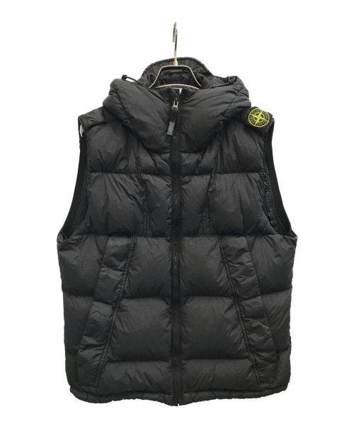 STONE ISLAND（ストーンアイランド）STONE ISLAND (ストーンアイランド) GARMENT DYED CRINKLE REPS NY HOODED DOWN GILET ガーメントダイ フード付きダウンベスト ブラック サイズ:Lの古着・服飾アイテム