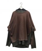 Maison Margiela 10メゾンマルジェラ 10）の古着「19AW OVERSIZED LAYERED GARMENT-DYED HOODIE オーバーサイズレイヤードパーカー」｜ブラウン×グレー