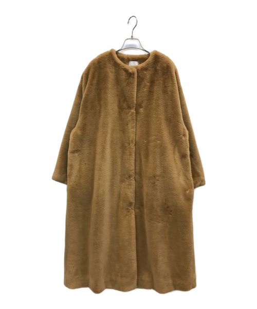 CLANE（クラネ）CLANE (クラネ) ノーカラーリコファーコート ブラウン サイズ:2の古着・服飾アイテム