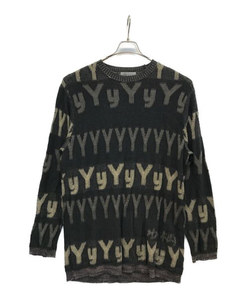 Yohji Yamamoto pour homme（ヨウジヤマモト プールオム）Yohji Yamamoto pour homme (ヨウジヤマモト プールオム) ALL OVER LOGO KNIT SWEATER / ロングオーバーロゴニットスウェット ブラック サイズ:3の古着・服飾アイテム