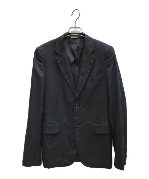 COMME des GARCONS HOMME PLUS（コムデギャルソンオムプリュス）COMME des GARCONS HOMME PLUS (コムデギャルソンオムプリュス) ストライプテーラードジャケット ブラック サイズ:xsの古着・服飾アイテム