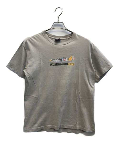 stussy（ステューシー）stussy (ステューシー) 90s 戦闘機プリントTシャツ グレー サイズ:Mの古着・服飾アイテム