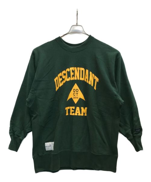 DESCENDANT（ディセンダント）DESCENDANT (ディセンダント) 19AW TEAM CREW NECK SWEATSHIRT チームクルーネックスウェットシャツ グリーン サイズ:3の古着・服飾アイテム