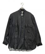 INTERIMインテリム）の古着「HYPER BIG SILK DENIM SAFARI SHIRTS JACKET / ハイパービッグシルクデニムサファリジャケット」｜ネイビー