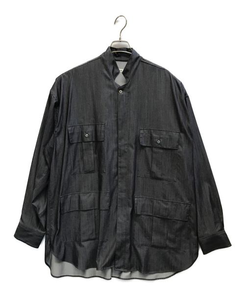 INTERIM（インテリム）INTERIM (インテリム) HYPER BIG SILK DENIM SAFARI SHIRTS JACKET / ハイパービッグシルクデニムサファリジャケット ネイビー サイズ:5の古着・服飾アイテム