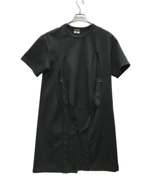 COMME des GARCONS HOMME PLUS（コムデギャルソンオムプリュス）COMME des GARCONS HOMME PLUS (コムデギャルソンオムプリュス) 19SS フロントベルテッドTシャツ ブラック サイズ:Lの古着・服飾アイテム