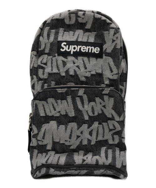 SUPREME（シュプリーム）SUPREME (シュプリーム) 22SS Fat Tip Jacquard Denim Sling Bag / ファット ティップ ジャカード デニム スリング バッグ ブラックの古着・服飾アイテム