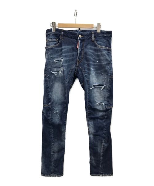 DSQUARED2（ディースクエアード）DSQUARED2 (ディースクエアード) 22SS DARK RIPPED BLUE WASH TIDY BIKER JEANS　バイカー ジーンズ インディゴ サイズ:48の古着・服飾アイテム