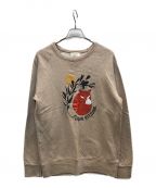 maison kitsuneメゾンキツネ）の古着「DAN-AH KIM SLEEPING FOX CREW SWEAT」｜ベージュ