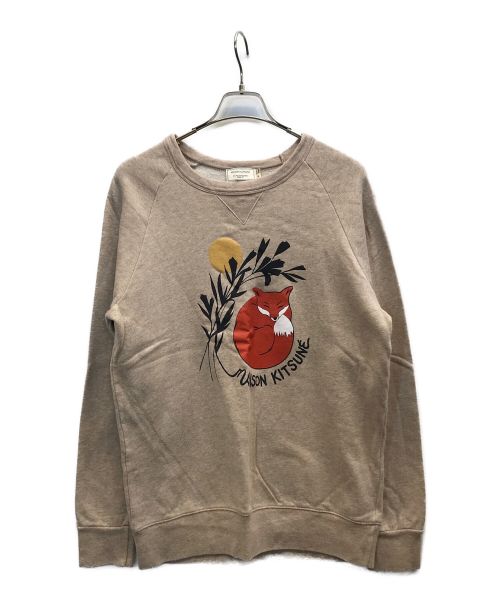 maison kitsune（メゾンキツネ）maison kitsune (メゾンキツネ) DAN-AH KIM SLEEPING FOX CREW SWEAT ベージュ サイズ:Mの古着・服飾アイテム