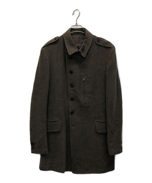 Yohji Yamamoto pour homme（ヨウジヤマモト プールオム）Yohji Yamamoto pour homme (ヨウジヤマモト プールオム) 13AW ウール混エポーレットジップミリタリーコート ブラウン サイズ:2の古着・服飾アイテム