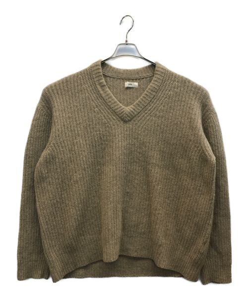 UNFIL（アンフィル）UNFIL (アンフィル) boiled camel V-neck sweater Vネックニット ベージュ サイズ:5の古着・服飾アイテム