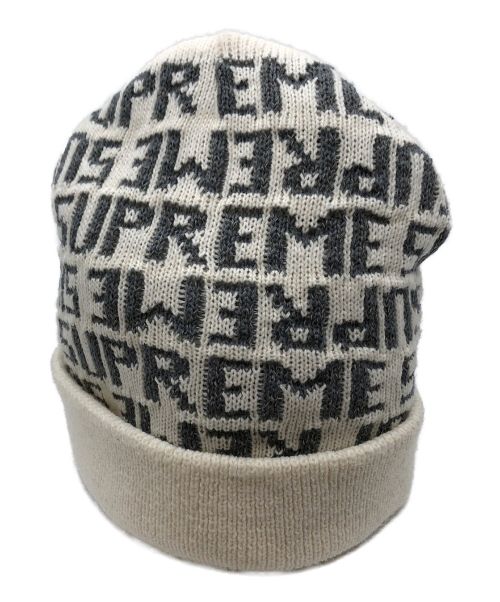 SUPREME（シュプリーム）SUPREME (シュプリーム) 16AW Reflective Repeat Beanie ホワイト×グレーの古着・服飾アイテム