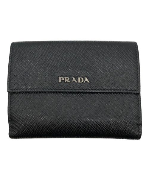 PRADA（プラダ）PRADA (プラダ) サフィアーノ 2つ折り財布 ブラックの古着・服飾アイテム