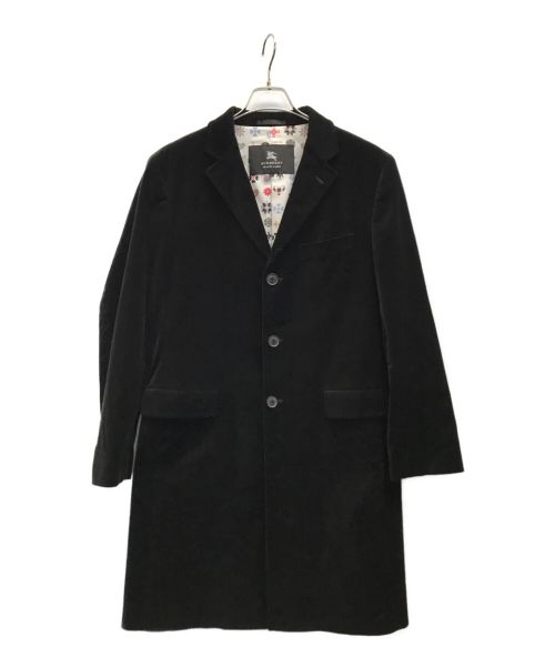 BURBERRY BLACK LABEL（バーバリーブラックレーベル）BURBERRY BLACK LABEL (バーバリーブラックレーベル) 裏地モノグラムベロアチェスターコート ブラック サイズ:Lの古着・服飾アイテム