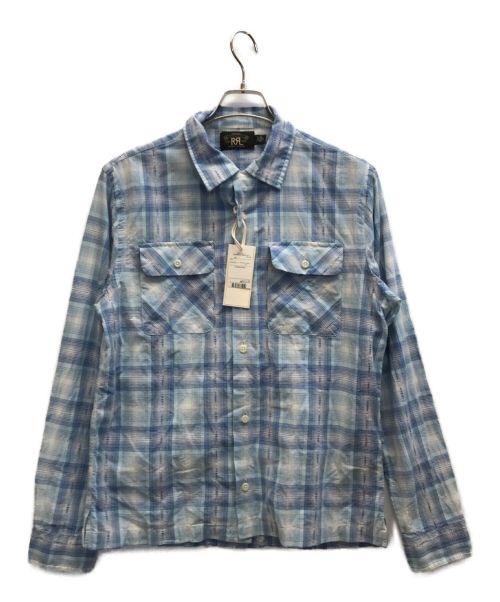 RRL（ダブルアールエル）RRL (ダブルアールエル) CARTER CAMP-LONG SLEEVE-SPORT SHIRT ブルー サイズ:Mの古着・服飾アイテム