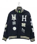 HUFハフ）の古着「20 YEAR CLASSIC H VARSITY JACKET」｜ブラック