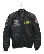 HOUSTONヒューストン）の古着「MA-1 BLACK KNIGHTS MESH JACKET」｜ブラック