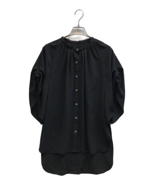 ADORE（アドーア）ADORE (アドーア) ボリュームスリーブ タックギャザージョーゼットブラウス ブラック サイズ:Ｍの古着・服飾アイテム