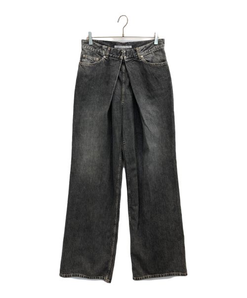 JOHN LAWRENCE SULLIVAN（ジョン ローレンス サリバン）JOHN LAWRENCE SULLIVAN (ジョンローレンスサリバン) WASHED DENIM WIDE PANTS ブラック サイズ:46の古着・服飾アイテム