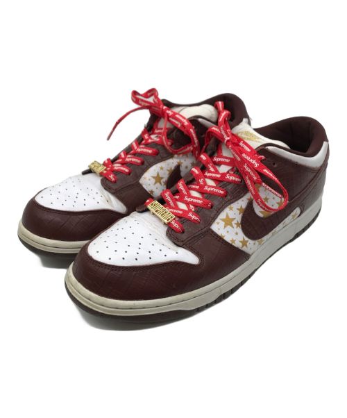 NIKE SB（ナイキエスビー）NIKE SB (ナイキエスビー) SUPREME (シュプリーム) Dunk Low OG QS Gold Stars ホワイト×ブラウン サイズ:US10.5の古着・服飾アイテム