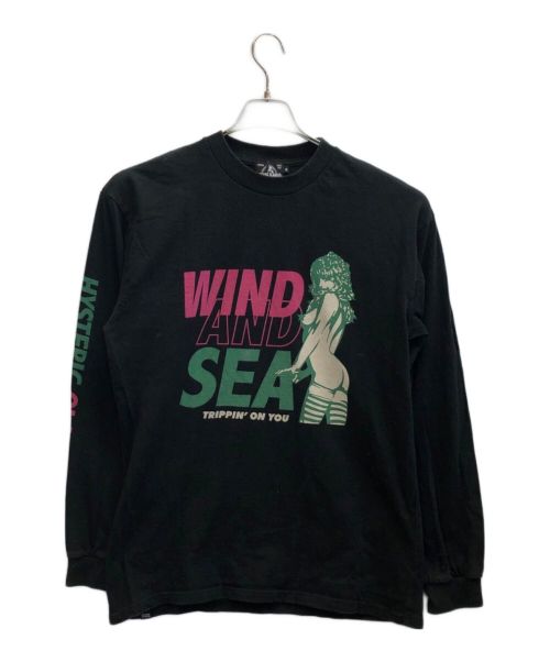 Hysteric Glamour（ヒステリックグラマー）Hysteric Glamour (ヒステリックグラマー) WIND AND SEA (ウィンダンシー) L/S T-SHIRT ブラック サイズ:Mの古着・服飾アイテム