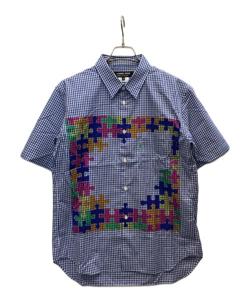 COMME des GARCONS HOMME DEUX（コムデギャルソン オム ドゥ）COMME des GARCONS HOMME DEUX (コムデギャルソン オム ドゥ) 24SS パズルプリントチェックシャツ ブルー サイズ:Mの古着・服飾アイテム