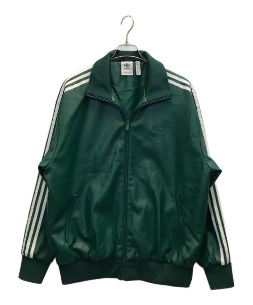 adidas（アディダス）adidas (アディダス) フェイクレザートラックスーツジャケット グリーン サイズ:2XLの古着・服飾アイテム