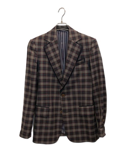 Vivienne Westwood man（ヴィヴィアン ウェストウッド マン）Vivienne Westwood man (ヴィヴィアン ウェストウッド マン) チェック2Bジャケット ボルドー×グレー サイズ:44の古着・服飾アイテム