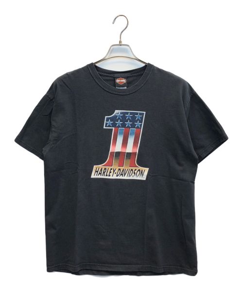 HARLEY-DAVIDSON（ハーレーダビッドソン）HARLEY-DAVIDSON (ハーレーダビッドソン) ナンバーワンロゴTシャツ ブラック サイズ:Lの古着・服飾アイテム