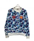 A BATHING APEアベイシングエイプ）の古着「ABC CAMO SHARK CREWNECK」｜ブルー