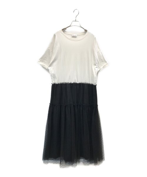 RED VALENTINO（レッドヴァレンティノ）RED VALENTINO (レッドヴァレンティノ) チュールドッキングワンピース ホワイト×ブラック サイズ:Sの古着・服飾アイテム