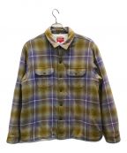 SUPREMEシュプリーム）の古着「Shearling Lined Flannel Shirt」｜パープル×ベージュ