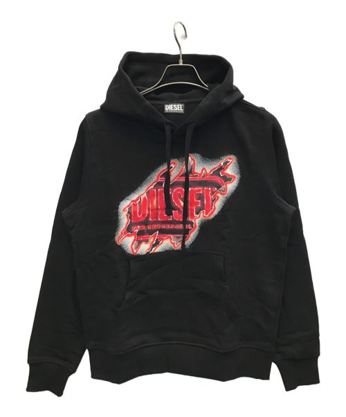 DIESEL（ディーゼル）DIESEL (ディーゼル) スクラッチ クッキーロゴパーカー ブラック サイズ:Sの古着・服飾アイテム