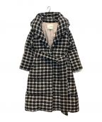 HER LIP TOハーリップトゥ）の古着「Loop Yarn Tweed Belted Down Coat」｜ブラック×ホワイト