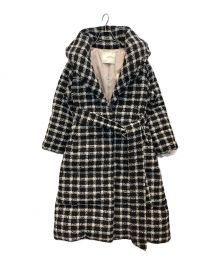 HER LIP TO（ハーリップトゥ）の古着「Loop Yarn Tweed Belted Down Coat」｜ブラック×ホワイト