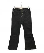 SUGARHILLシュガーヒル）の古着「WASHED DOUBLE KNEE BELL BOTTOM PANTS」｜ブラック