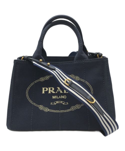 PRADA（プラダ）PRADA (プラダ) CANAPA 2WAYバッグ ネイビーの古着・服飾アイテム