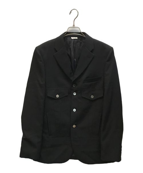 COMME des GARCONS HOMME DEUX（コムデギャルソン オム ドゥ）COMME des GARCONS HOMME DEUX (コムデギャルソン オム ドゥ) ウールギャバジンドッキングジャケット ブラック サイズ:Mの古着・服飾アイテム