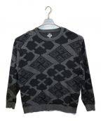 BUDSPOOL×Gakkinバッズプール×ガッキン）の古着「JACQUARD CREW NECK SWEATER」｜チャコール×ブラック