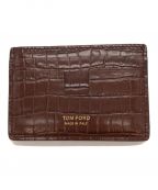 TOM FORDトムフォード）の古着「エンボスレザーカードケース T LINE」｜ブラウン