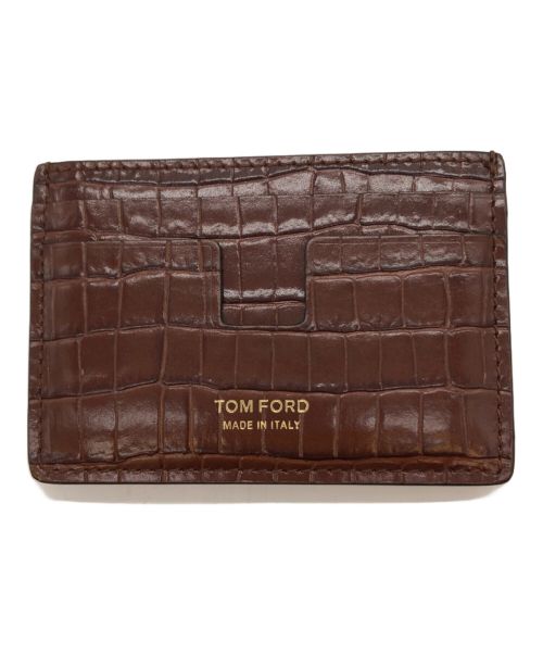 TOM FORD（トムフォード）TOM FORD (トムフォード) エンボスレザーカードケース T LINE ブラウンの古着・服飾アイテム