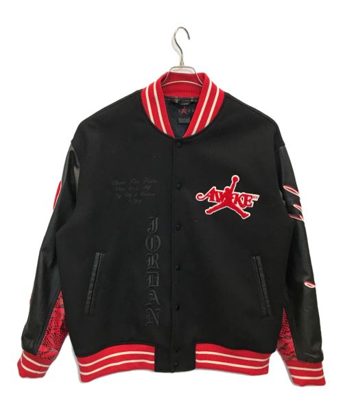 JORDAN（ジョーダン）JORDAN (ジョーダン) AWAKE NY (アウェイク ニューヨーク) M J AWNY VARSITY JACKET UNIVERSITY RED/BLACK ブラック×レッド サイズ:XL 未使用品の古着・服飾アイテム