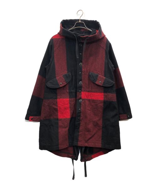 Engineered Garments（エンジニアド ガーメンツ）Engineered Garments (エンジニアド ガーメンツ) WOOLRICH (ウールリッチ) Highland Parka-Big Plaid Wool Melton レッド×ブラック サイズ:Sの古着・服飾アイテム