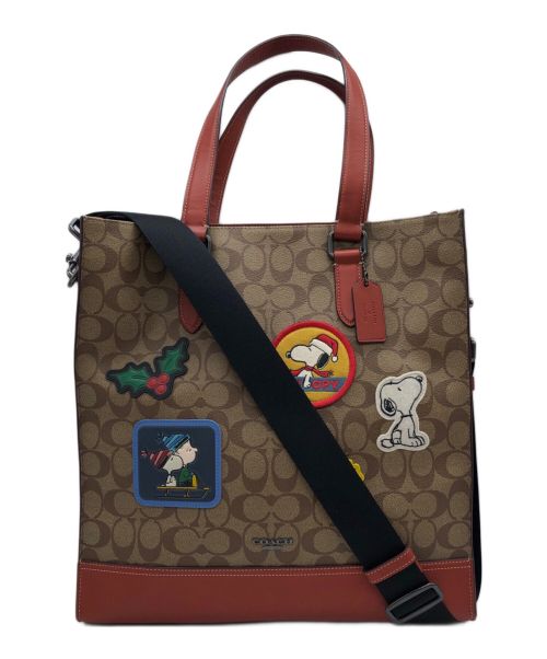 COACH（コーチ）COACH (コーチ) PEANUTS (ピーナッツ) グラハム ストラクチャード トート ブラウンの古着・服飾アイテム