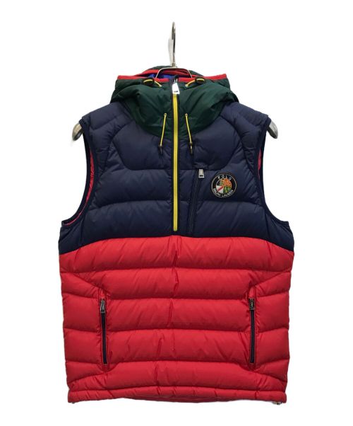 POLO RALPH LAUREN（ポロ・ラルフローレン）POLO RALPH LAUREN (ポロ・ラルフローレン) クッキーパッチダウンベスト ネイビー×レッド サイズ:Sの古着・服飾アイテム