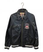 AVIREXアヴィレックス）の古着「VARSITY LIGHT SIGNATURE LEATHER JACKET」｜ブラック