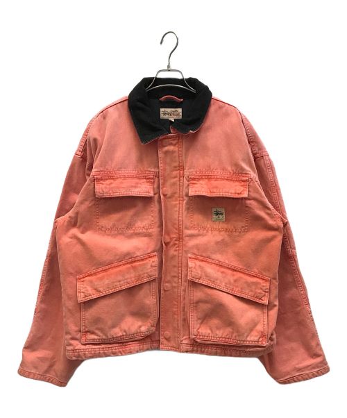 stussy（ステューシー）stussy (ステューシー) Washed Canvas Shop JACKET レッド サイズ:Lの古着・服飾アイテム